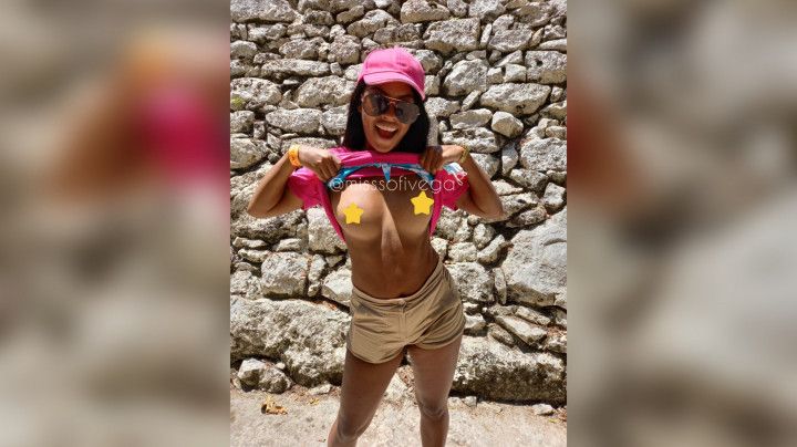 Petite Being naughty in the ruins of Mexico- Outdoor