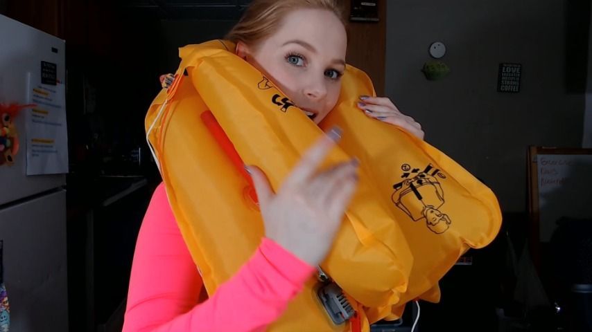 inflating an Airplane Life Vest