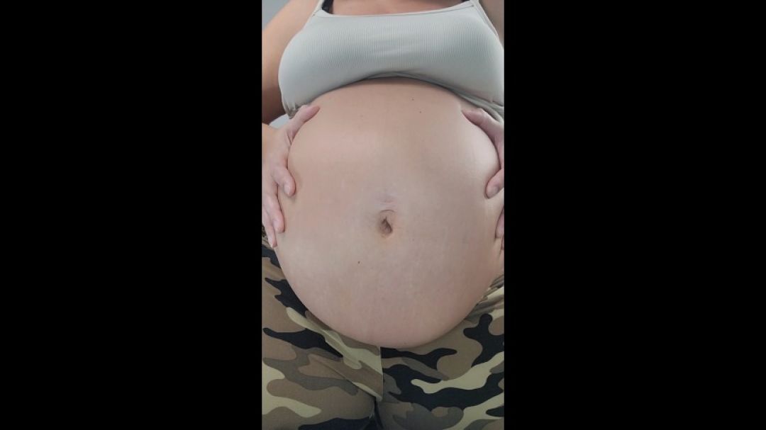 Stroke your cock for my HUGE pregnant belly