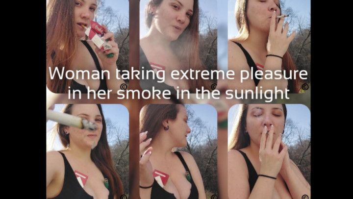 Woman taking extreme pleasure in her smoke