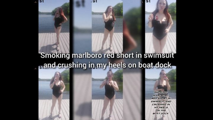 Swimsuit smoking and crushinng in heels