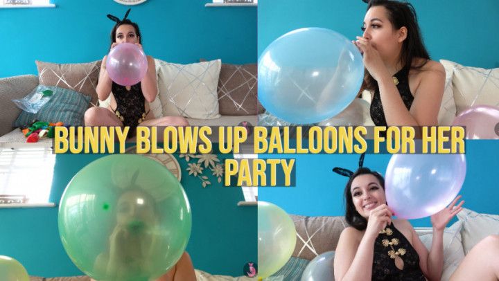 Bunny Blows Up Balloons For Her Party