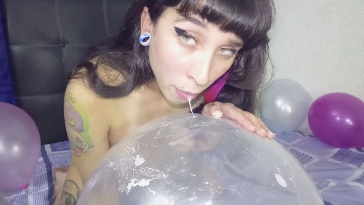 SPIT A LOT OVER AND INSIDE A BALLOON