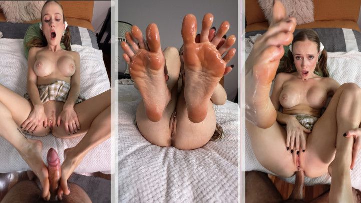 Oliy Footjob Anal Cum On Feet - POV Vertical