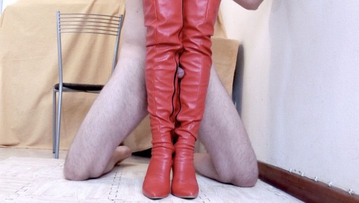 Fuck leather mistress's long tight boots