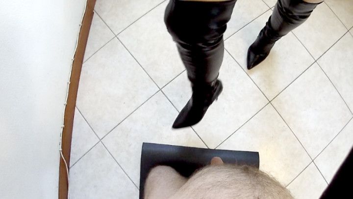 POV Teasing with boots and leather