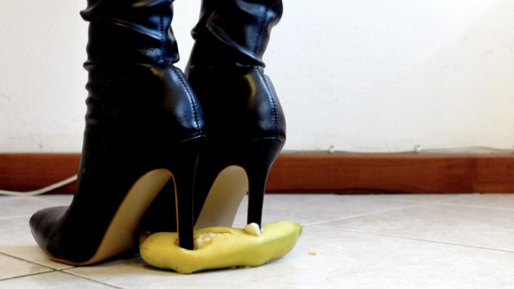 Crashing banana with high heels boots