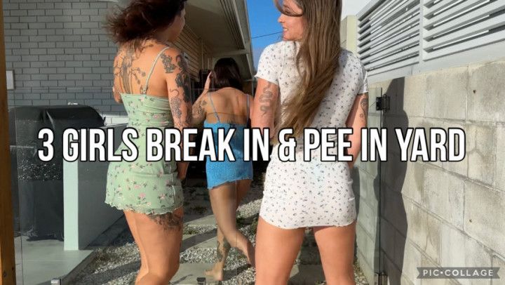 Cute Girls Pee in Strangers Backyard