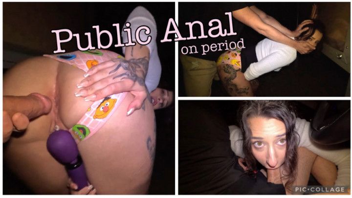 PUBLIC ANAL with tampon in pussy