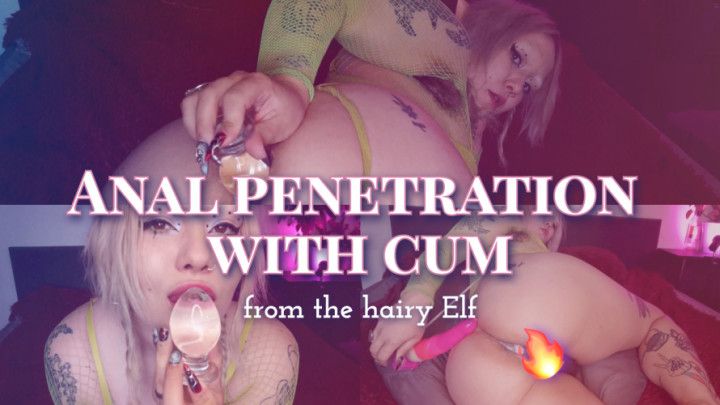 Hairy Elf girl plays with her hairy ass and anal