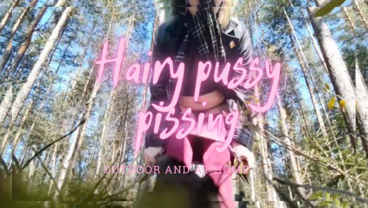 Hairy pussy pissing