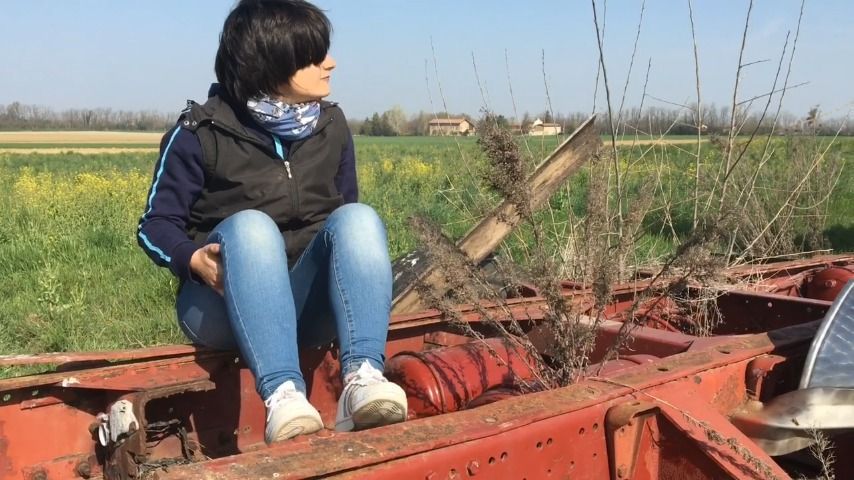 jumping on an abandoned truck and trying