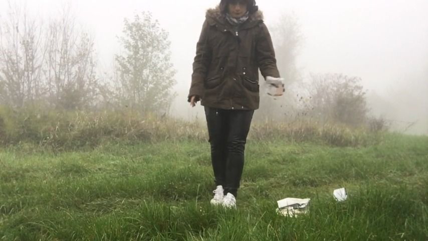 smashing food with adidas shoes