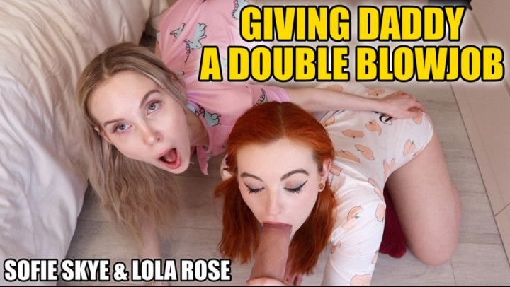 Giving Daddy A Double Blowjob