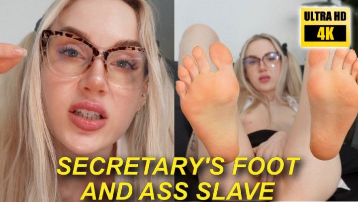 Secretarys Foot and Ass Slave 4K