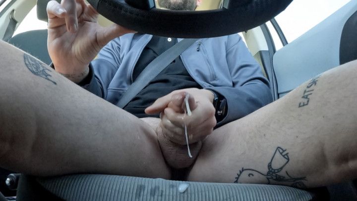 Driving stroking slobbery cock huge load