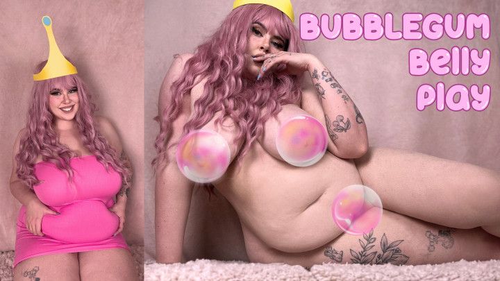 BBW Belly play in costume, strip and tummy