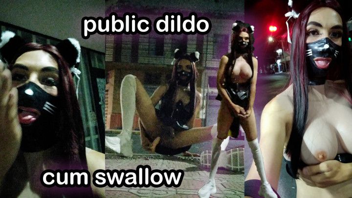 Riding dildo and swallowing CUM in PUBLIC