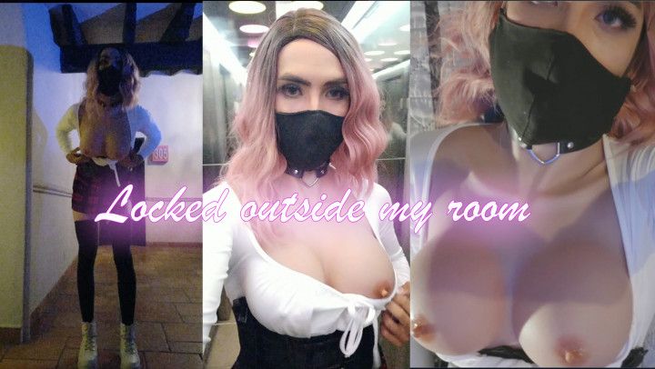 schoolgirl stripping, masturbating &amp; flashing in the hotel