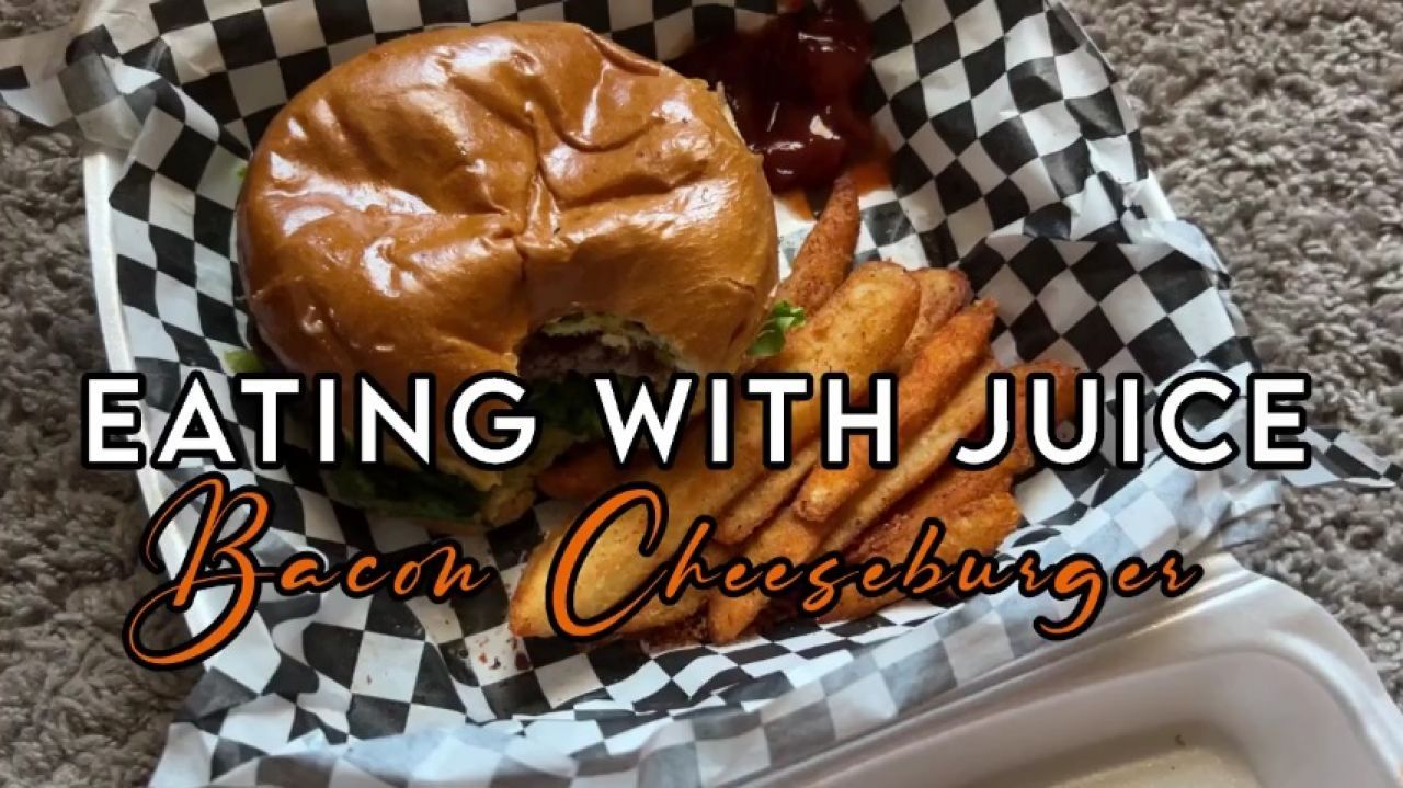 Eating With Juice | Bacon Cheese Burger