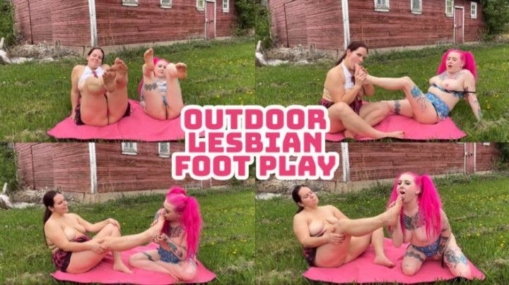 Lesbian outdoor foot play