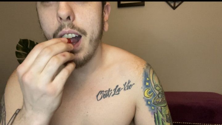 ASMR Trans Boy Eating Fruit Snacks