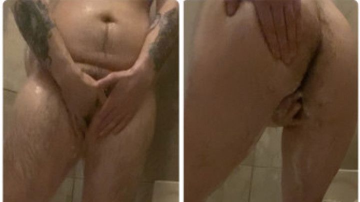 Trans Man Showering and Stroking