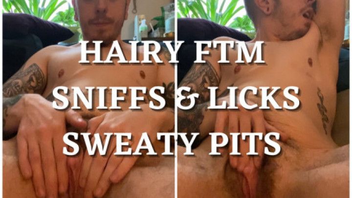 Hairy FTM Sniffs and Licks Sweaty Pits