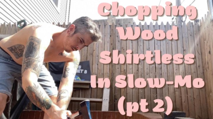 Chopping Wood Shirtless in Slow Mo pt2