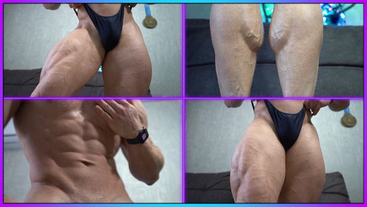 Worship me! Massive calves and quadriceps