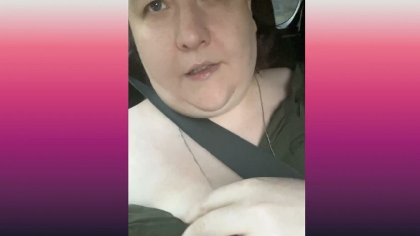 Playing with my tits in the car