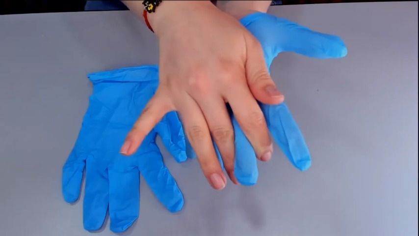 LATEX GLOVES close up friction in hands