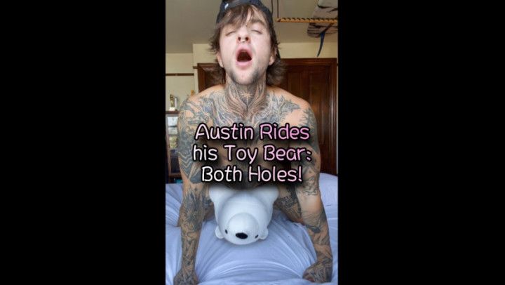 FTM rides Teddybear Dick in Both Holes