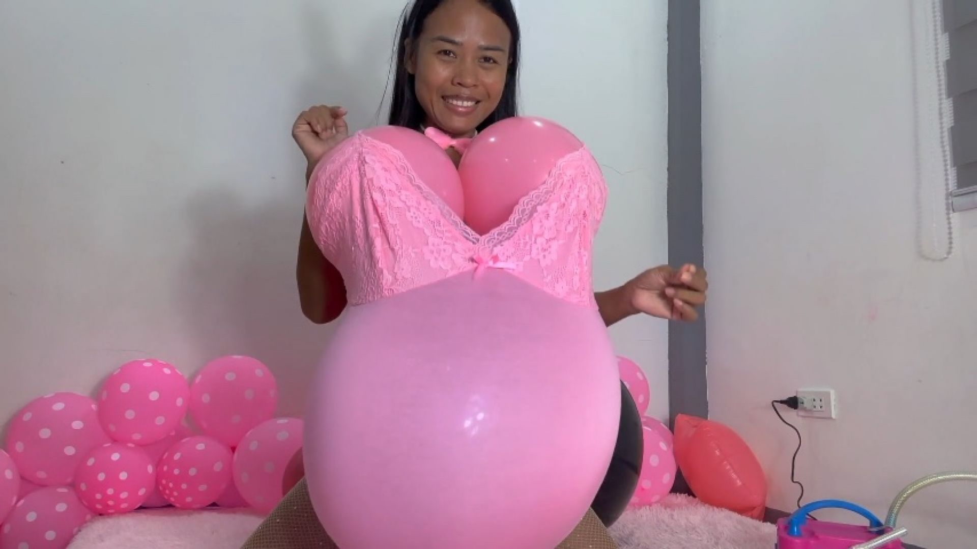 Bunny girl Camylle Stuffs Balloon Boobs Butts And Tummy