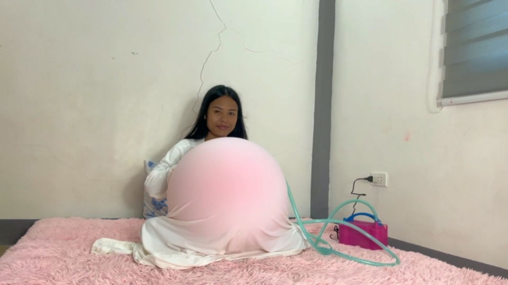 Sexy Camylle Stuffs Her Belly With Huge Balloons Pump To Pop