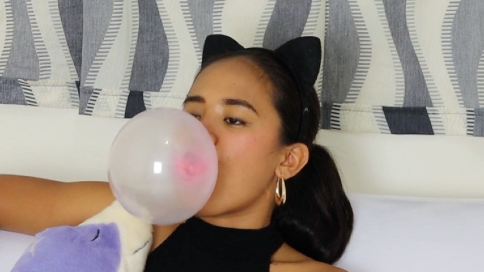 Sexy Stella Blows Bubble Gum Bubbles