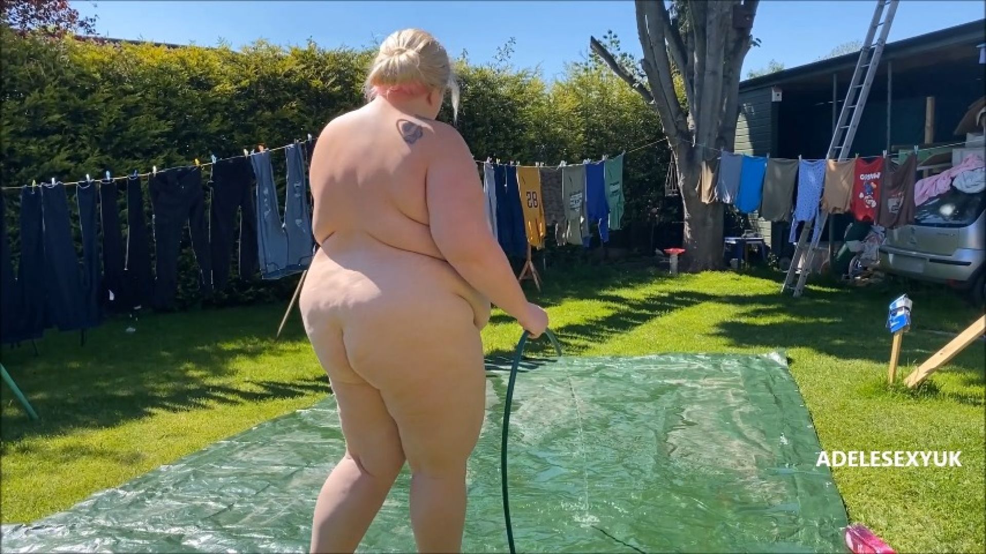 bbw adelesexyuk naked in her garden
