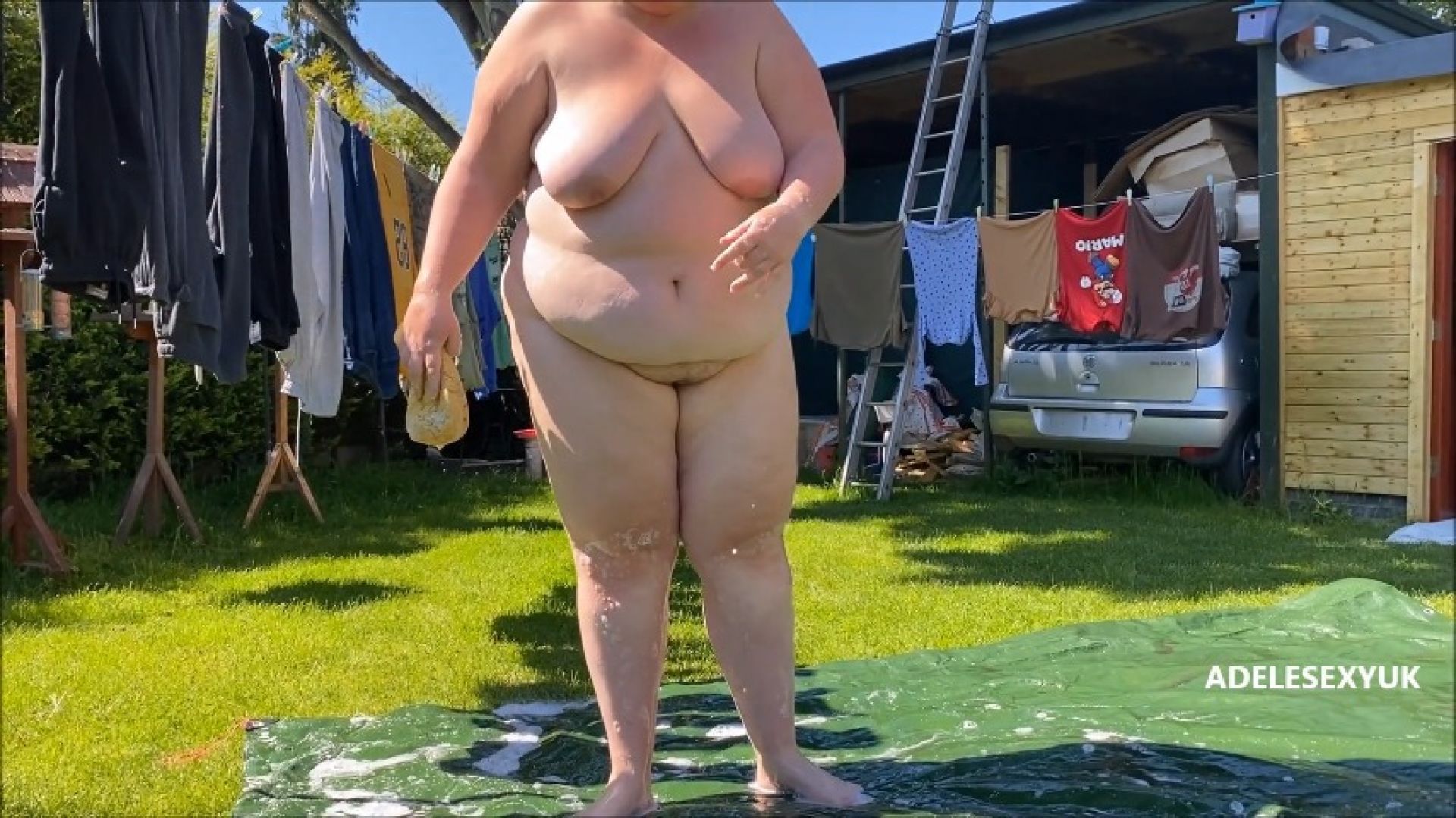 bbw adelesexyuk naked in her garden