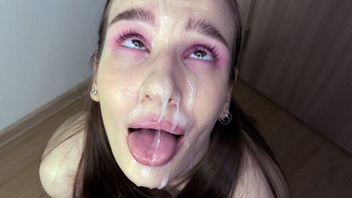 SLOPPY AHEGAO FACIAL BLOWJOB POV