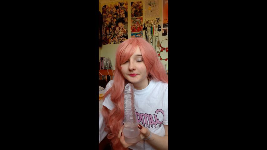 Pink Haired Dildo Blowjob