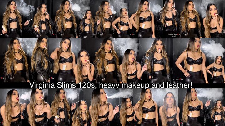 VS 120s, heavy makeup and leather outfit