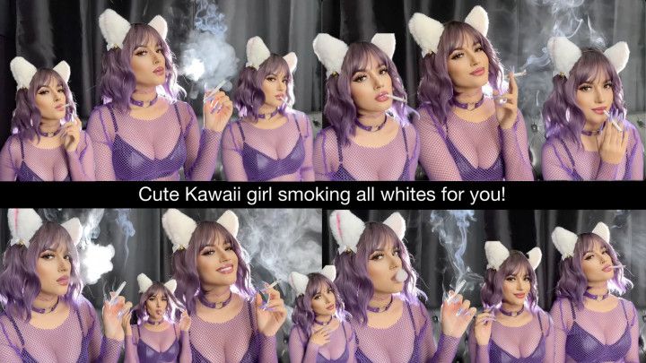 Cute kawaii girl smoking all whites for you