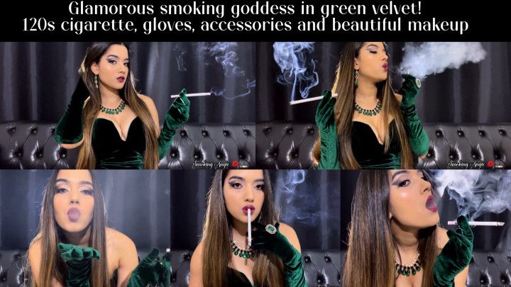 Glamorous smoking goddess in velvet