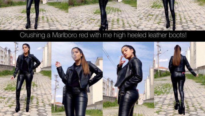 Smoking marlboro reds in full leather