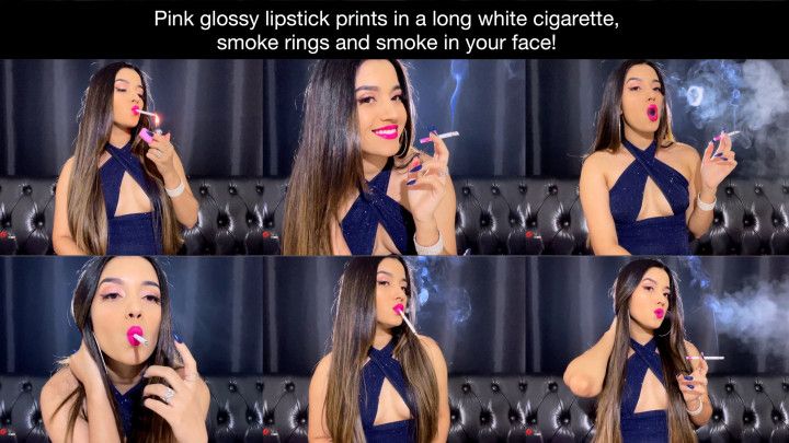 Pink glossy lipstick prints