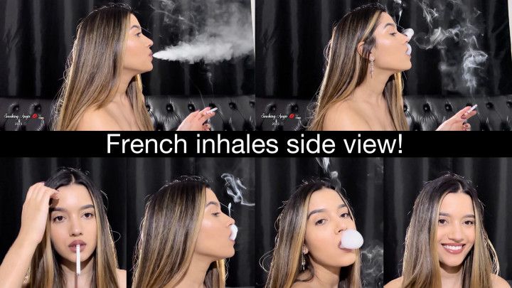 French inhales and nose exhales sideview