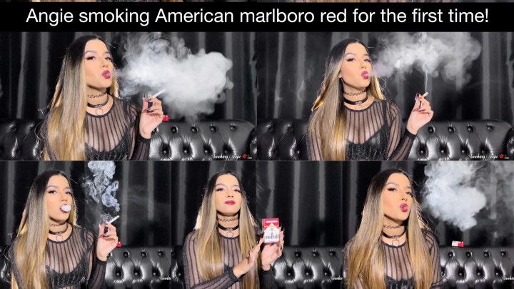 Angie smoking american marlboro red for the first time