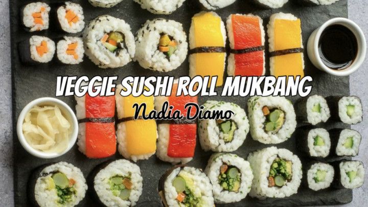 Vegetable Sushi Roll Mukbang Outdoors