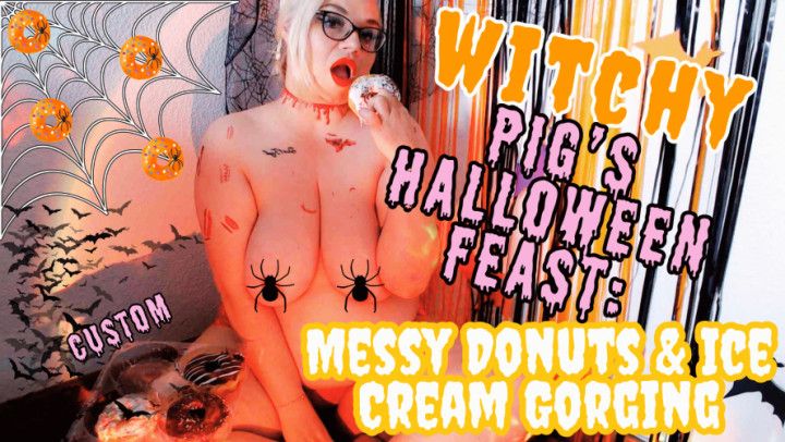 Witchy Pigs Feast Messy Donuts and Ice Cream Gorge