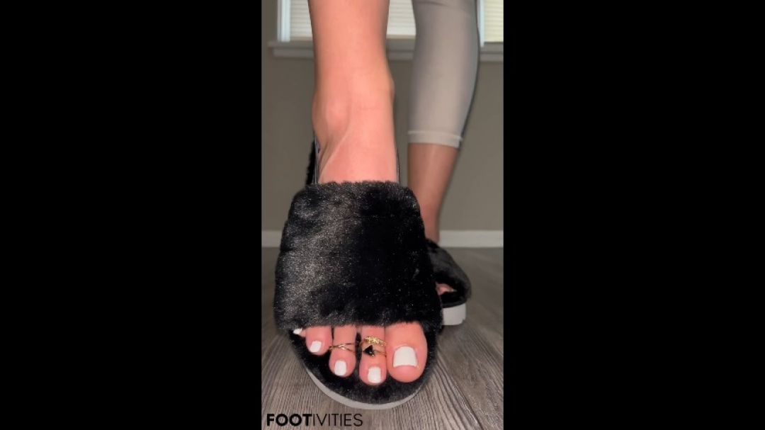 Foot Fetish Model Fuzzy Slippers + Dangle